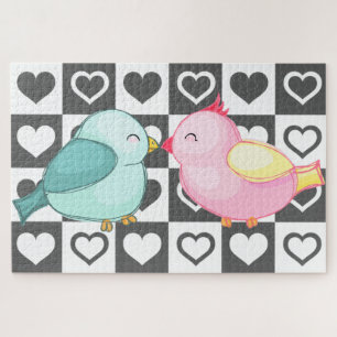 Love Birds Jigsaw Puzzle Hearts