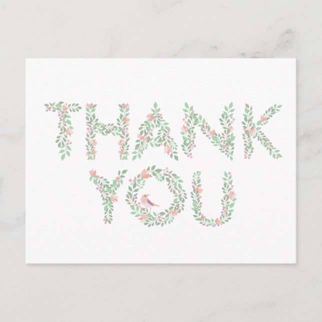 Love Birds & Letters Thank You Postcard (Front)