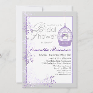 Love Birds Lilac Bridal Shower Invitations