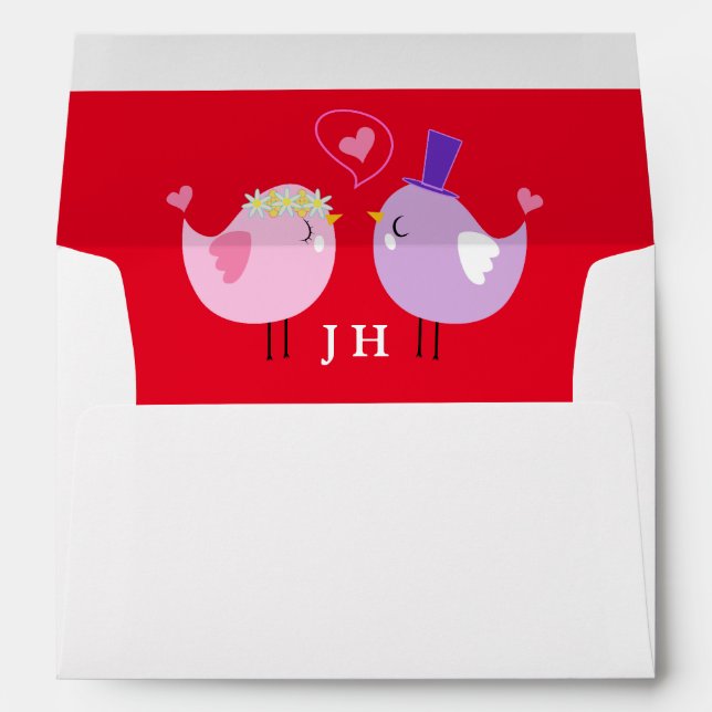 Love Birds Lined Envelope With Return Address (Back (Bottom))