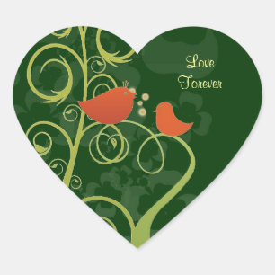 Love Birds - Love Forever Heart Sticker