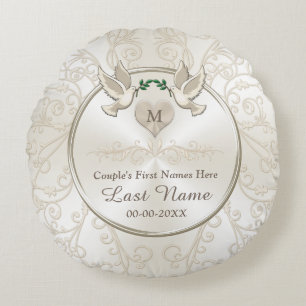 Love Birds Monogram Personalized Wedding Pillows