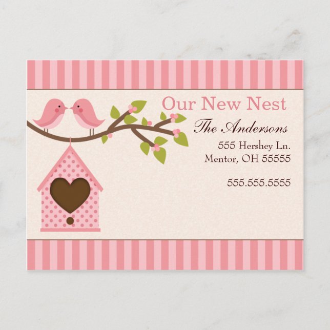 Love Birds Moving Announcements (Front)