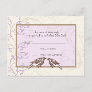 Love Birds 'n Lace - Lilac Wedding Response Card