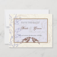 Love Birds 'n Lace - Periwinkle Save the Date Card