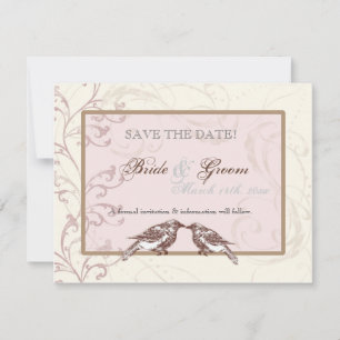 Love Birds 'n Lace - Rose Save the Date Card
