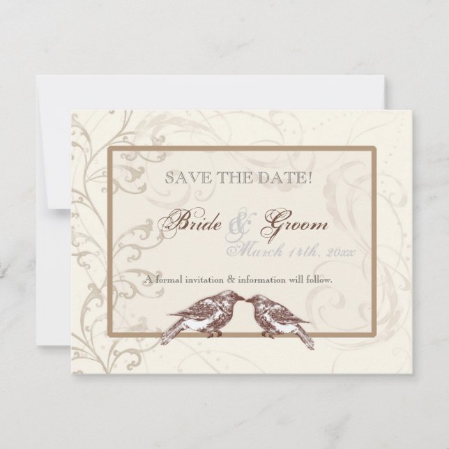 Love Birds 'n Lace - Save the Date Card (Front)