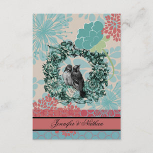 Love Birds on Floral Wreath RSVP Card