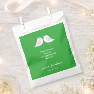 Love Birds on Green Wedding Thank You Favour Bag