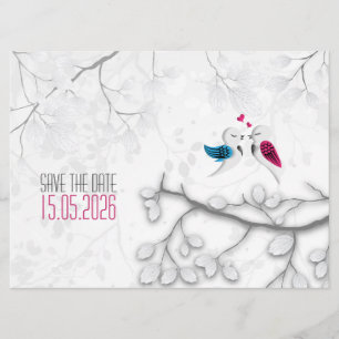 Love Birds on Magical White -Wedding Save the Date