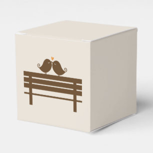 Love Birds on Park Bench {orange} Favor Box