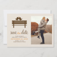 Love Birds on Park Bench Wedding