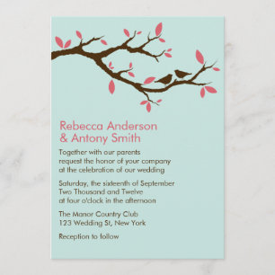 Love Birds on Tree Wedding Invitation