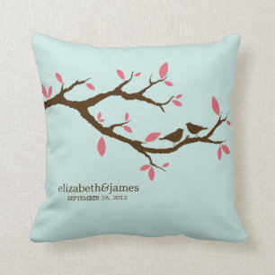 Love Birds on Tree Wedding Throw Pillow