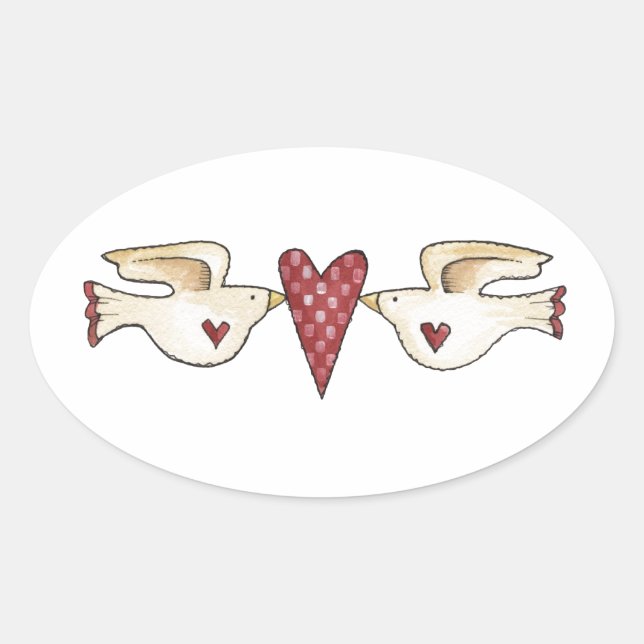 love birds oval sticker (Front)