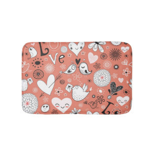 Love Birds Pattern Bath Mat