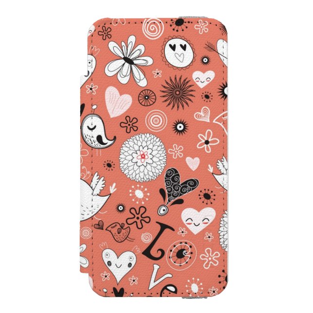 Love Birds Pattern Incipio iPhone Wallet Case (Folio Front)