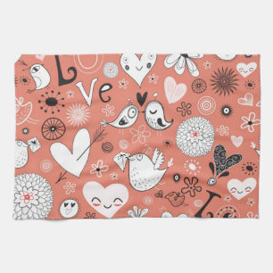 Love Birds Pattern Kitchen Towel