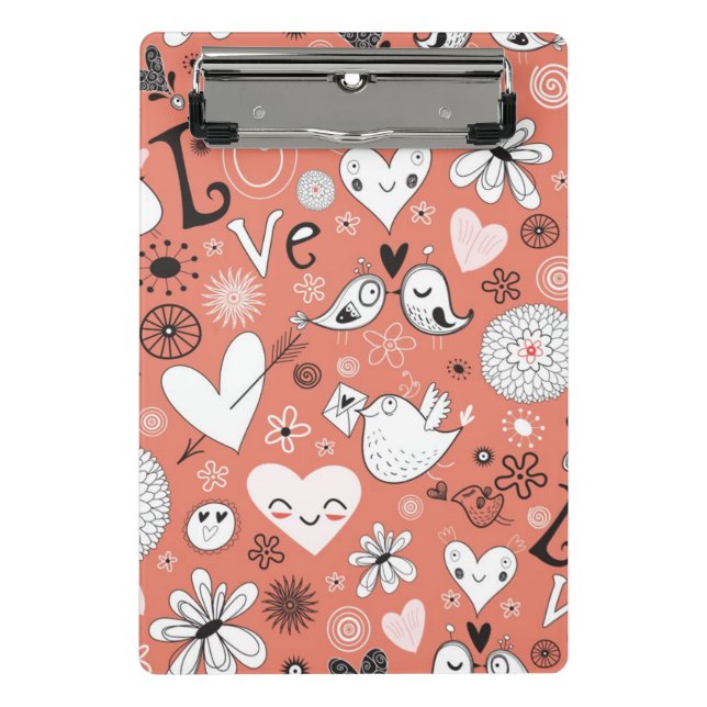 Love Birds Pattern Mini Clipboard (Front)