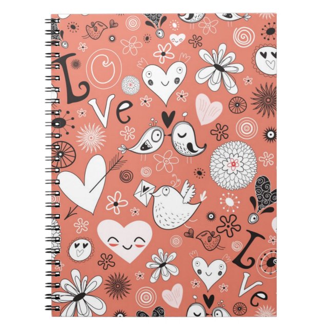 Love Birds Pattern Notebook (Front)