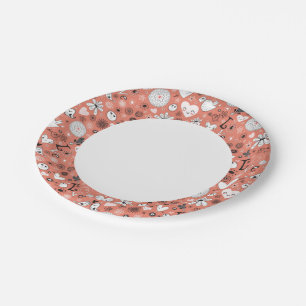 Love Birds Pattern Paper Plate