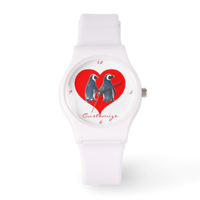 Love Birds Penguin Couple Heart Thunder_Cove Watch (Front)