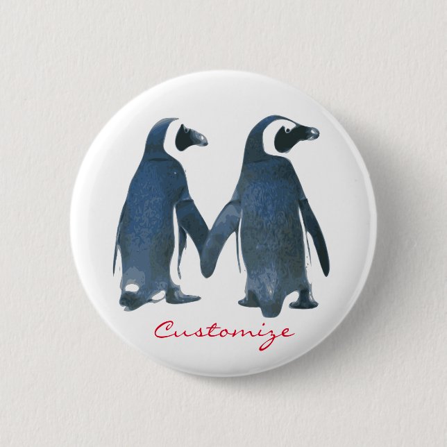 Love Birds Penguin Couple Thunder_Cove 2 Inch Round Button (Front)