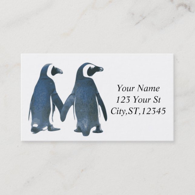 Love Birds Penguin Couple Thunder_Cove Business Card (Front)