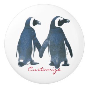 Love Birds Penguin Couple  Thunder_Cove Ceramic Knob