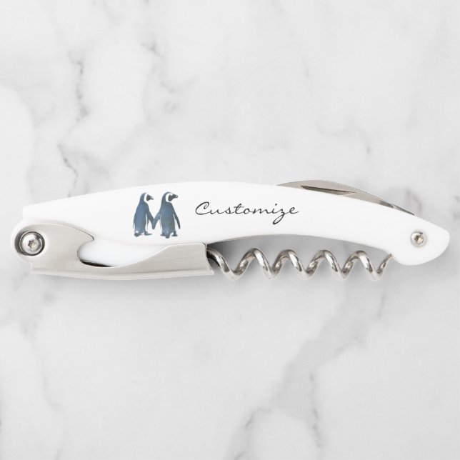 Love Birds Penguin Couple Thunder_Cove Corkscrew (Front)