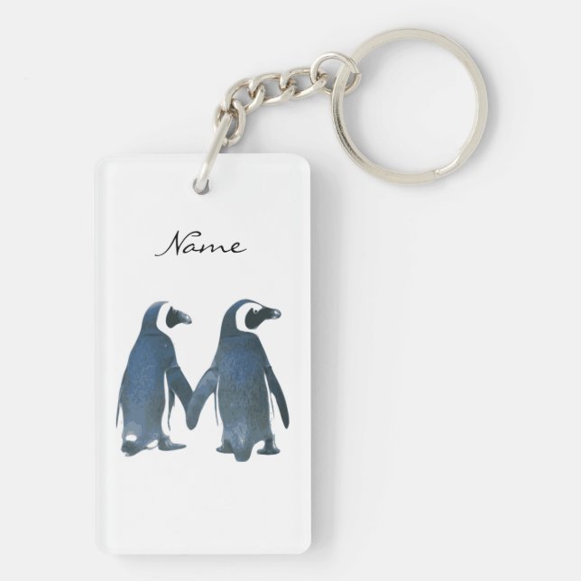 Love Birds Penguin Couple Thunder_Cove Keychain (Back)