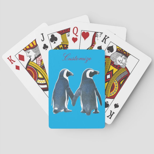 Love Birds Penguin Couple Thunder_Cove Playing Cards (Back)