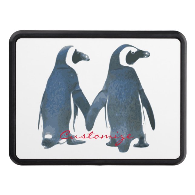 Love Birds Penguin Couple Thunder_Cove Trailer Hitch Cover (Front)