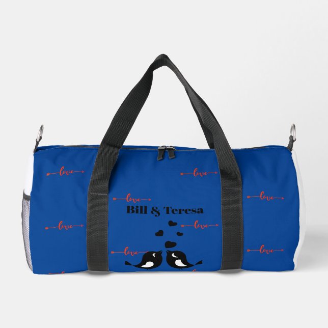 Love Birds-Personalized Names Duffle Bag (Back)