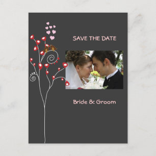 LOVE BIRDS/PHOTO SAVE THE DATE/DIY BCKGRND ANNOUNCEMENT POSTCARD