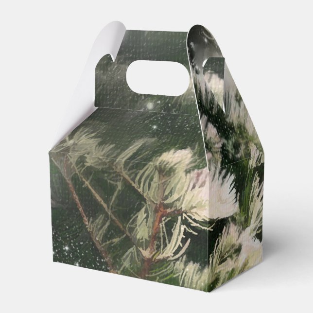 Love Birds + Pine Tree Night Wedding Custom Favour Favor Box (Front Side)