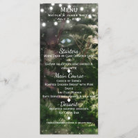 Love Birds + Pine Tree Night Wedding Menu Card