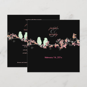 LOVE BIRDS/PINK CHERRY BLOSSOMS/SAKURA/DIY BCKGRND INVITATION