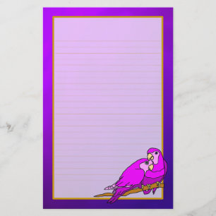 Love Birds Purple Amethyst Fine Lined Stationery