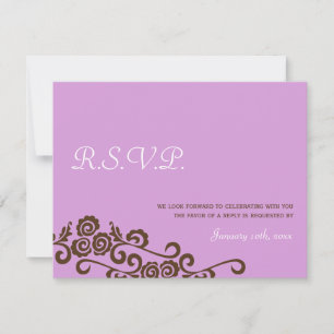Love birds purple modern wedding rsvp response invitation