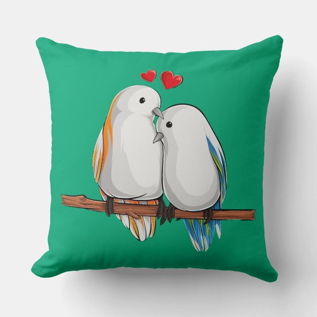 Love Birds Romantic Couple Decorative Throw Pillow (Front)