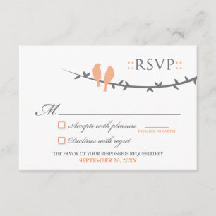 Love Birds RSVP Card (coral & white)