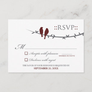 Love Birds RSVP Card (cranberry & white)