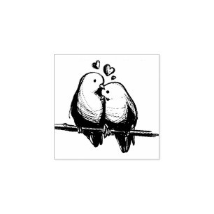 Love Birds Rubbir Stamp