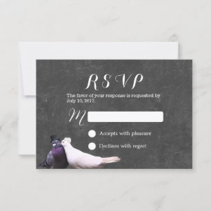 Love Birds Rustic Chalkboard Wedding RSVP Card