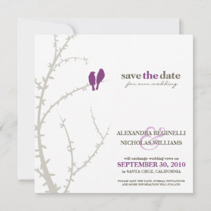Love Birds Save the Date Announcement (purple)