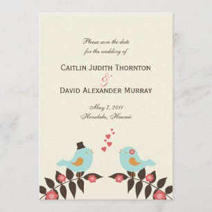 Love Birds Save The Date Card