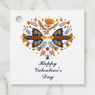 Love Birds Scandinavian Folk Art Valentine's Day Favour Tags