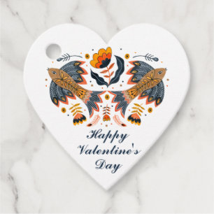 Love Birds Scandinavian Folk Art Valentine's Day Favour Tags