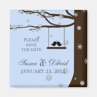 Love Birds Snowflakes Oak Tree Wedding Favour Magnet